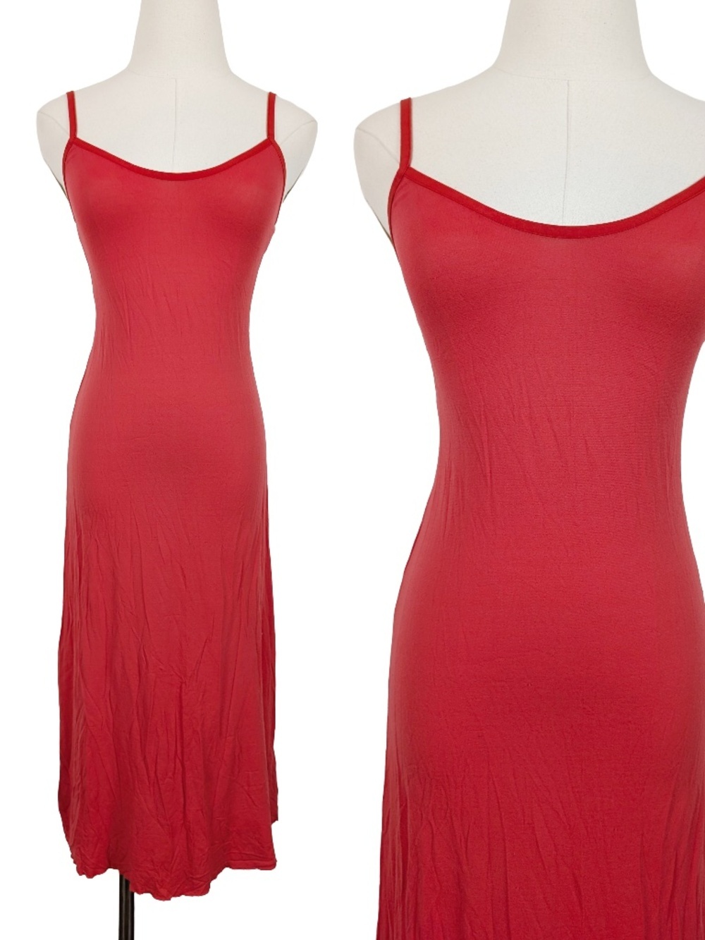 Metalicus Coral Midi Slip Dress Fitted One Size Red